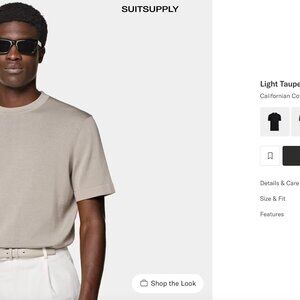 SuitSupply Light Taupe Short Sleeve Crewneck (Size Medium) NEW WITH TAGS